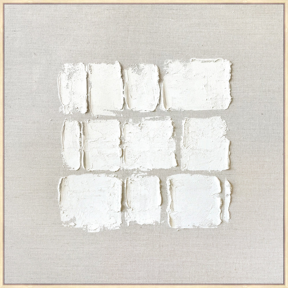 Linen Natural Cubes - Heavily Textured Framed Canvas image 0