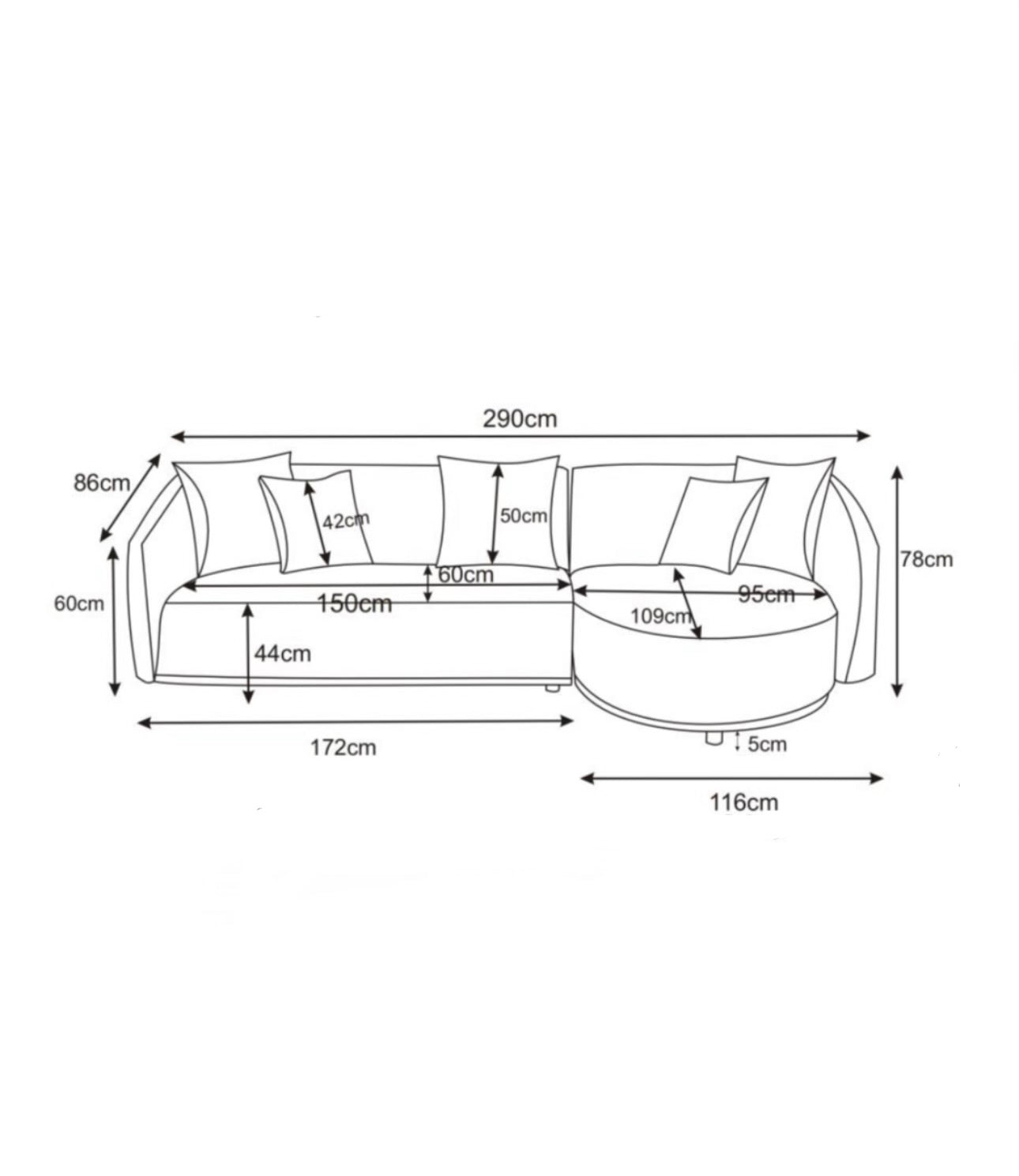 Janson Sofa Lounge with Curved Chase - Right Side image 1