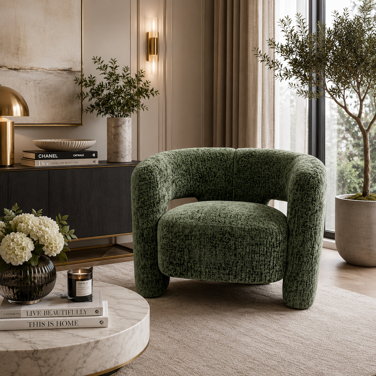 Bella Single Seat Sofa Lounge Accent Chair - Emerald