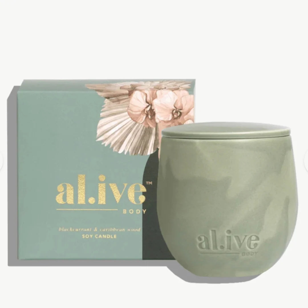 Al.ive Candle Blackcurrant and Caribbean Wood
