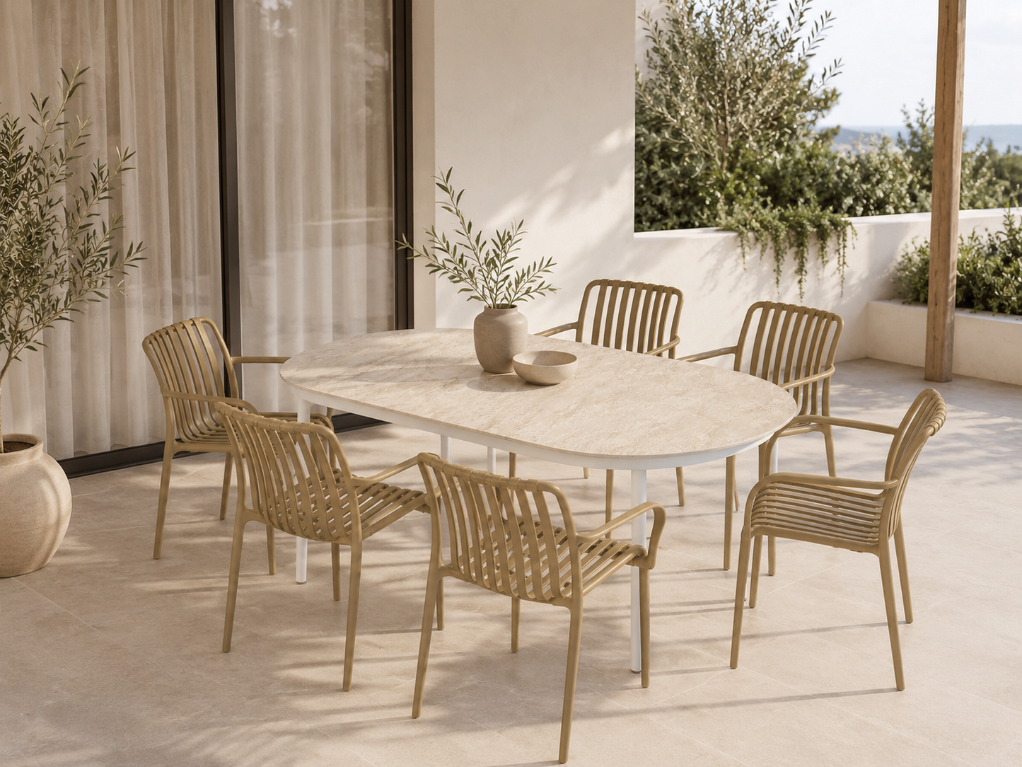 White Aluminum & Glass Outdoor Table