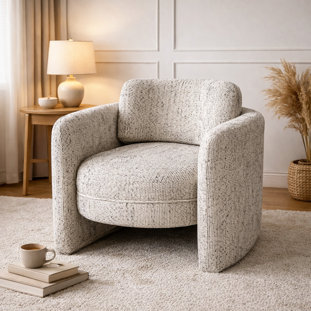 Loom & Living - Munson Textured Fabric Accent Chair - LIGHT GREY image 3