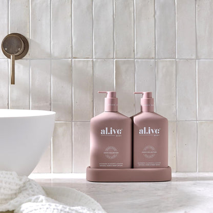 Al.ive Wash & Lotion Duo -Raspberry Blossom & Juniper Tester - Deep Plum