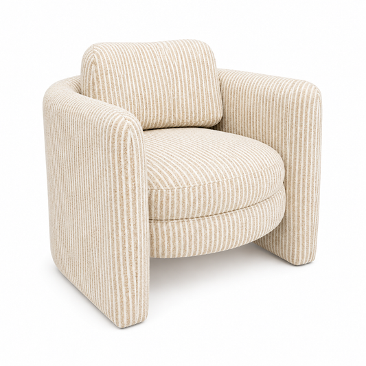 Munson Textured Fabric Accent Chair - STRIPE