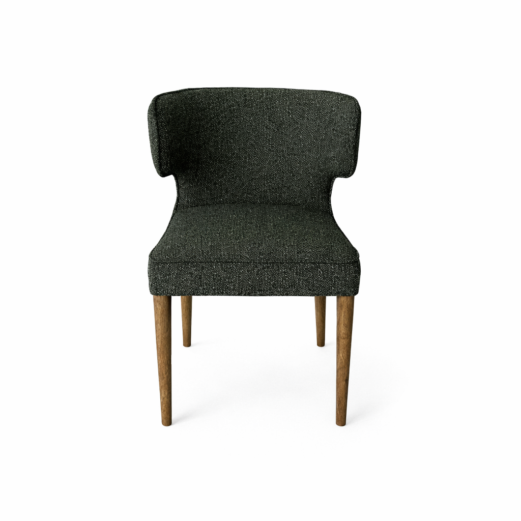 Avia Solid Timber Dining Chair - Green Textured Fabric image 1