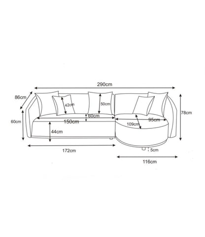 Janson Sofa Lounge with Curved Chase - Right Side image 1