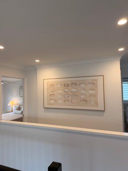 Calm Stones Medium - Framed Printed Canvas - Light Natural Frame - 80 x 160cm