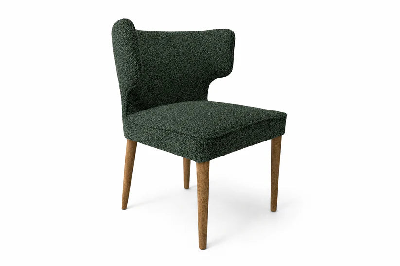 Avia Solid Timber Dining Chair - Green Textured Fabric