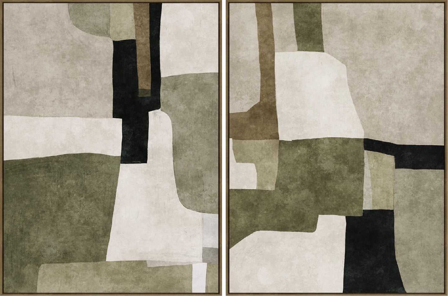 Puzzled Duo- Oak Natural Framed Canvas - Set of 2 image 3
