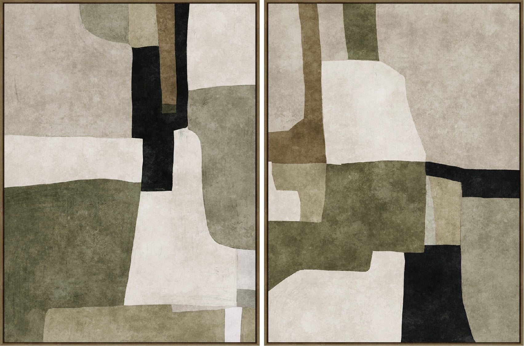 Puzzled Duo- Oak Natural Framed Canvas - Set of 2 image 3