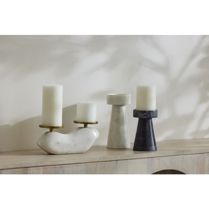 Blythe Candleholder Black & Grey Marble 15cm image 1