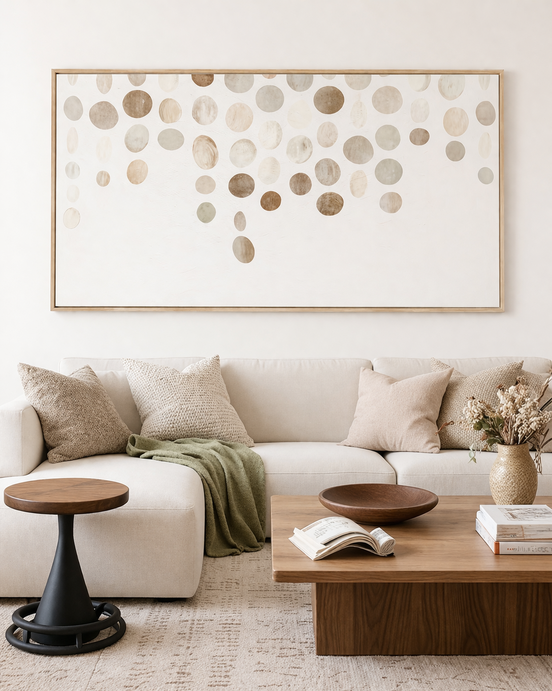 Falling Pebbles - Stretched Canvas with Light Natural Frame - 80 x 120cm