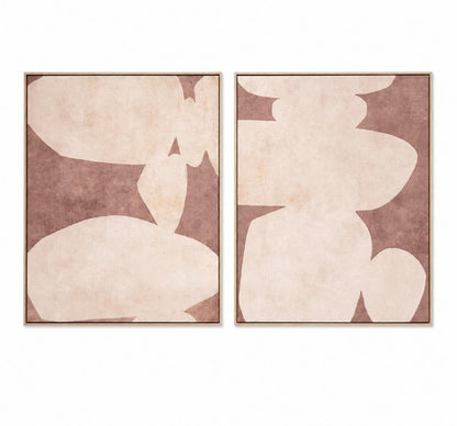 Toffee Duo - Duo Set Framed Canvas - Oak frame - LARGE 160 x 200cm
