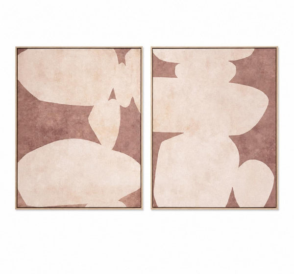 Toffee Duo - Duo Set Framed Canvas - Oak frame - LARGE 160 x 200cm