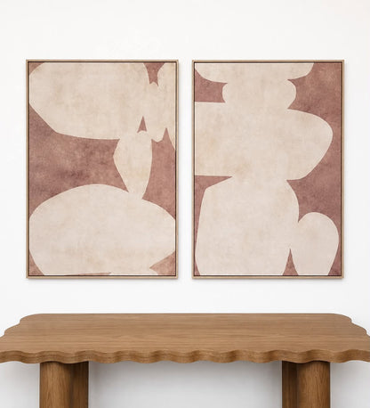 Toffee Duo - Duo Set Framed Canvas - Oak frame - LARGE 160 x 200cm