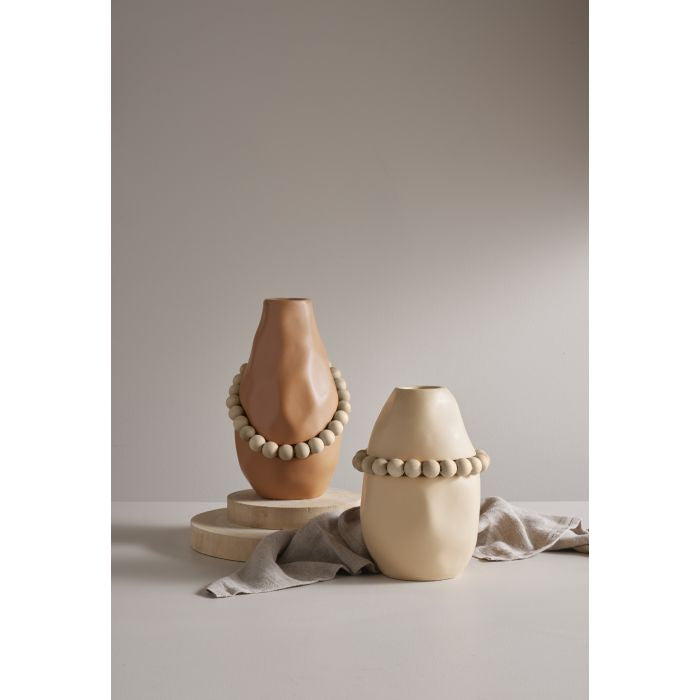 Lorna Ceramic Terracotta Vase with Timber Beads image 2