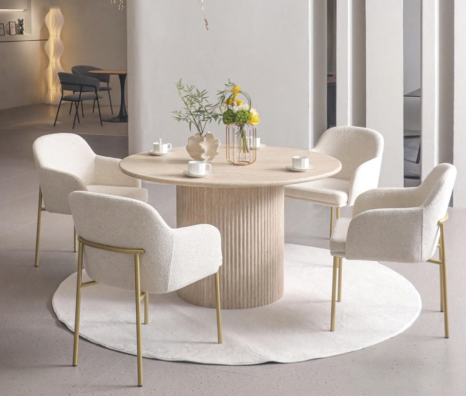 Travertine Style Round Dining Table - 120cm image 0