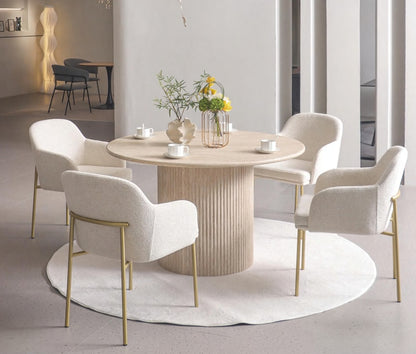 Travertine Style Round Dining Table - 120cm image 0