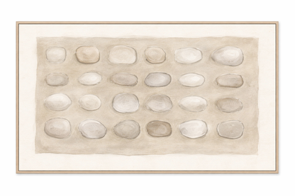 Calm Stones Medium - Framed Printed Canvas - Light Natural Frame - 80 x 160cm