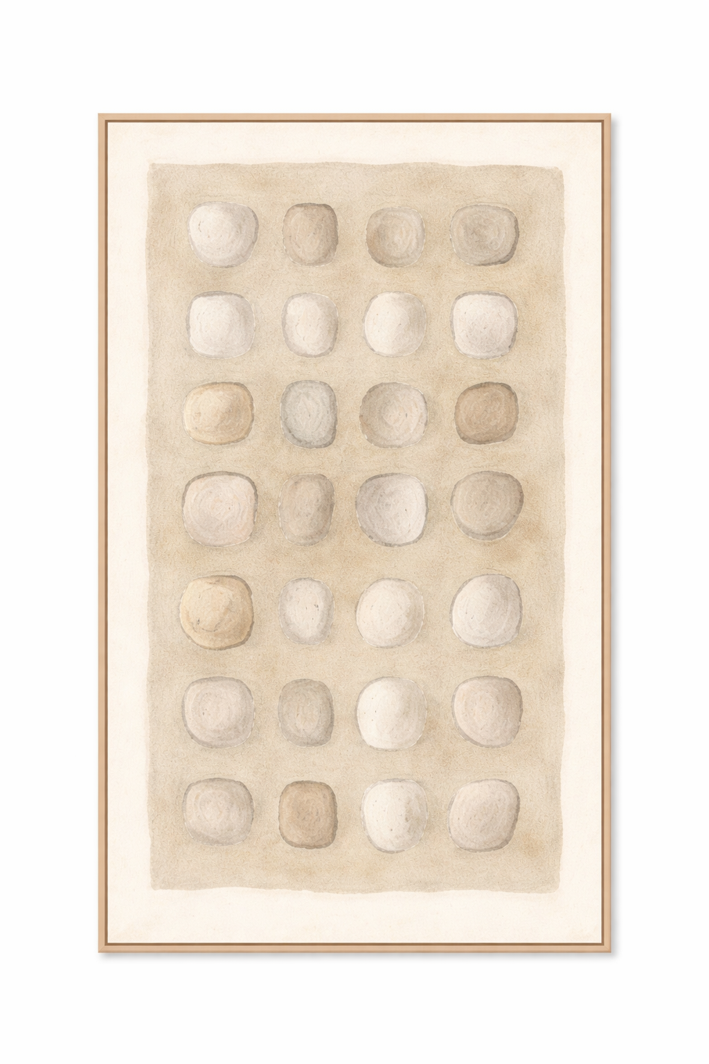 Calm Stones Large - Framed Printed Canvas - Light Natural Frame - 140 x 100cm