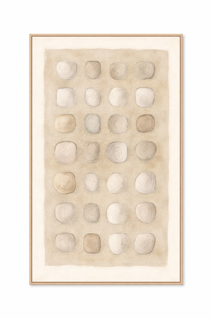 Calm Stones Large - Framed Printed Canvas - Light Natural Frame - 140 x 100cm