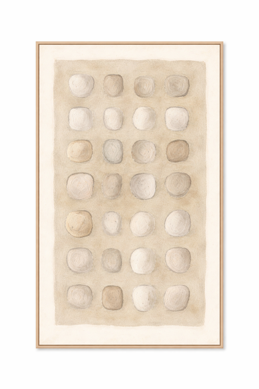 Calm Stones Large - Framed Printed Canvas - Light Natural Frame - 140 x 100cm
