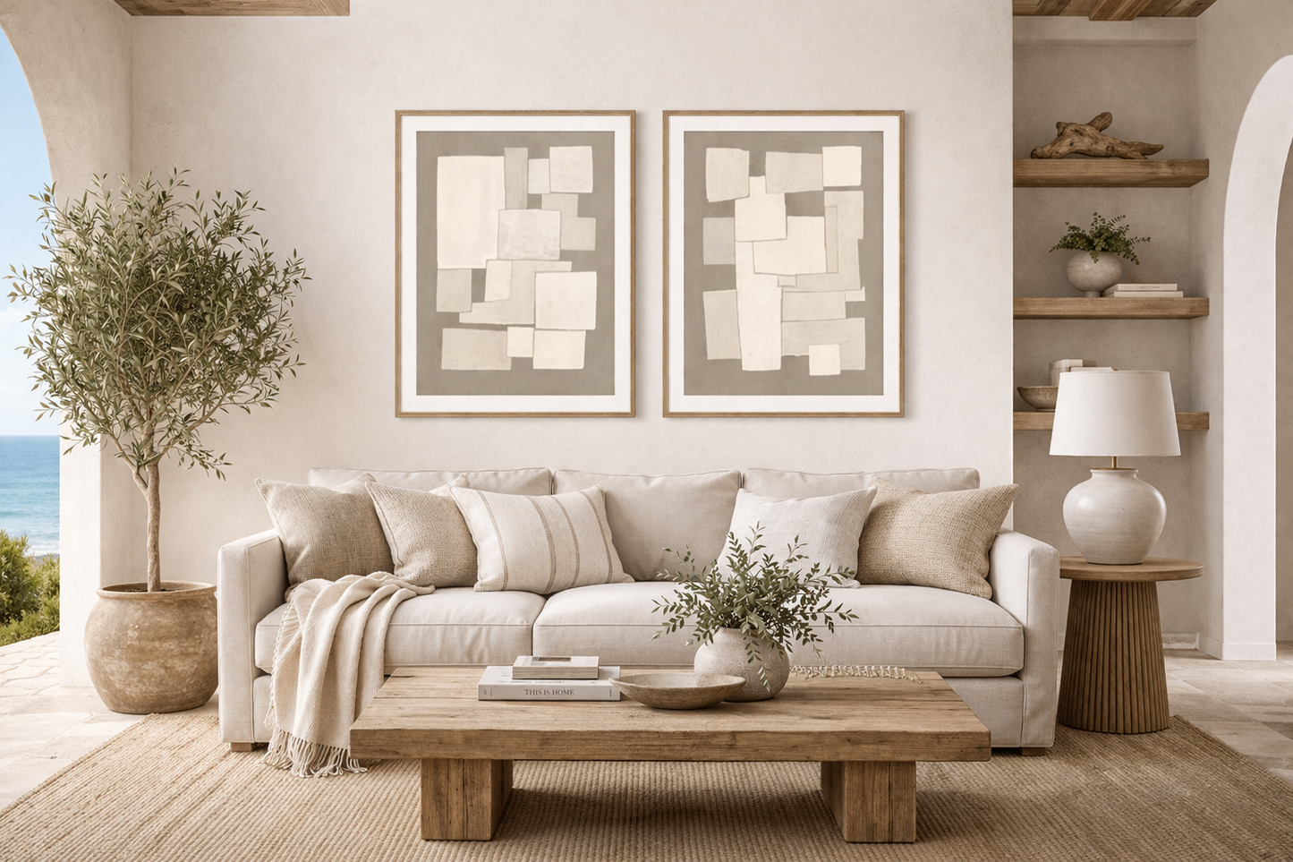 Form & Balance - Duo Set Framed Canvas - Oak frame - 80 x 100cm
