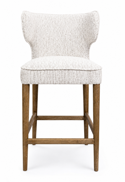 Avia Solid Timber Kitchen Stool - Neutral Textured Fabric