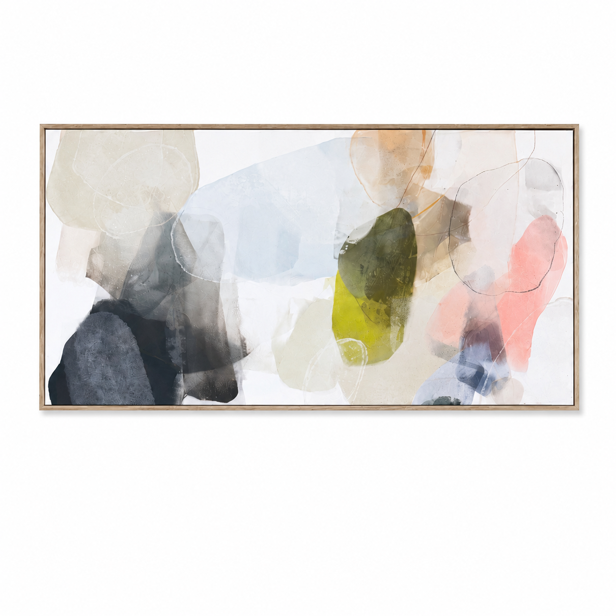 Veil of Colour - Stretched Canvas with Light Natural Frame - 80 x 120cm