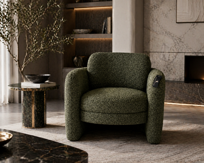 Munson Textured Fabric Accent Chair - OLIVE/GREEN