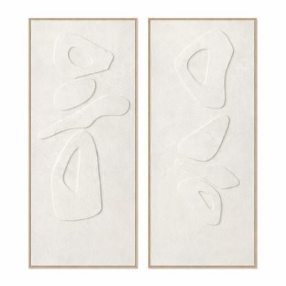 Sculpted Silence Duo Set - 3D Art - Light Natural Frame 100 x 60cm