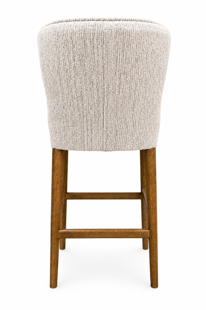 Avia Solid Timber Kitchen Stool - Neutral Textured Fabric