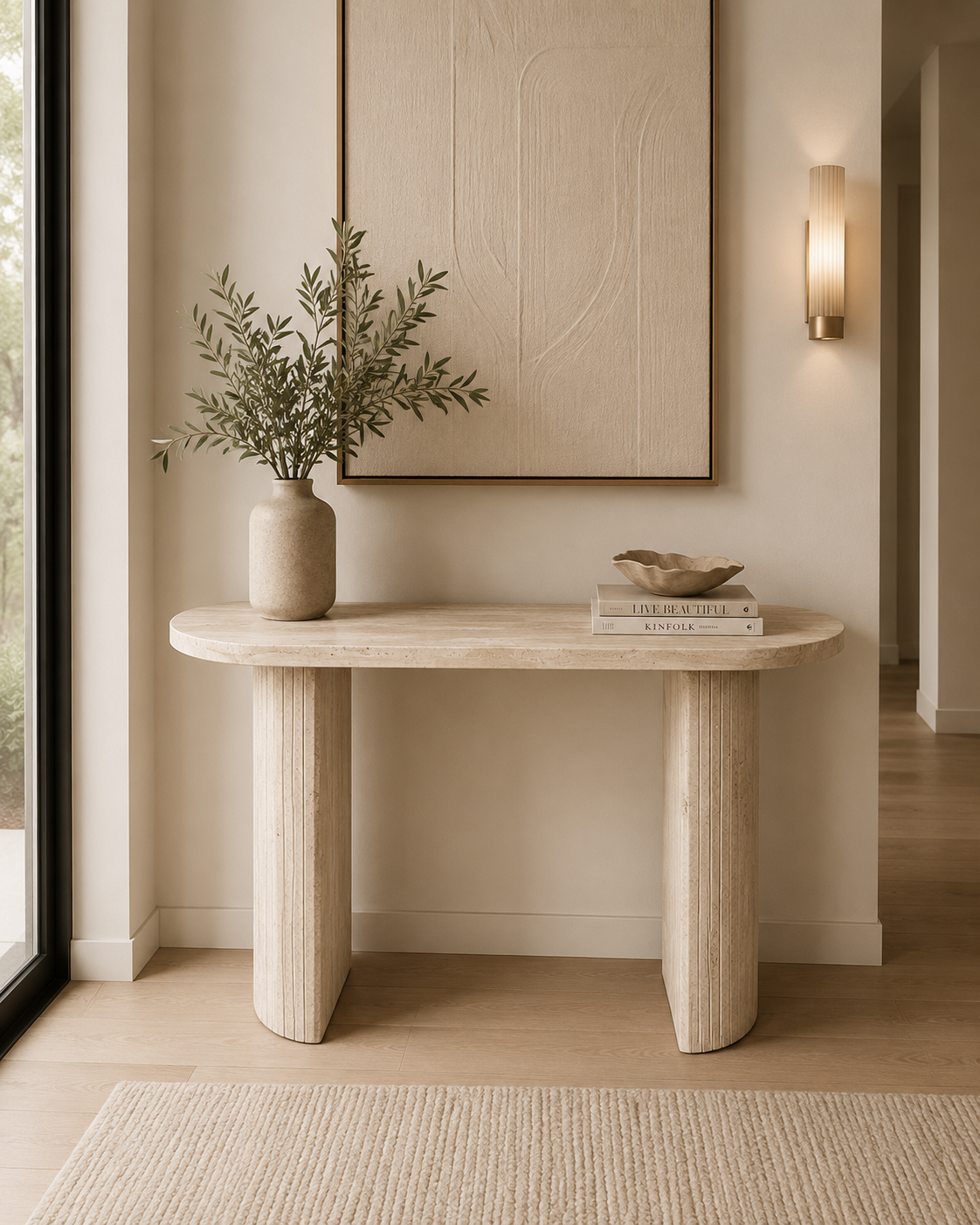 Essentials Collection - Travertine Timber Accent / Hall Table