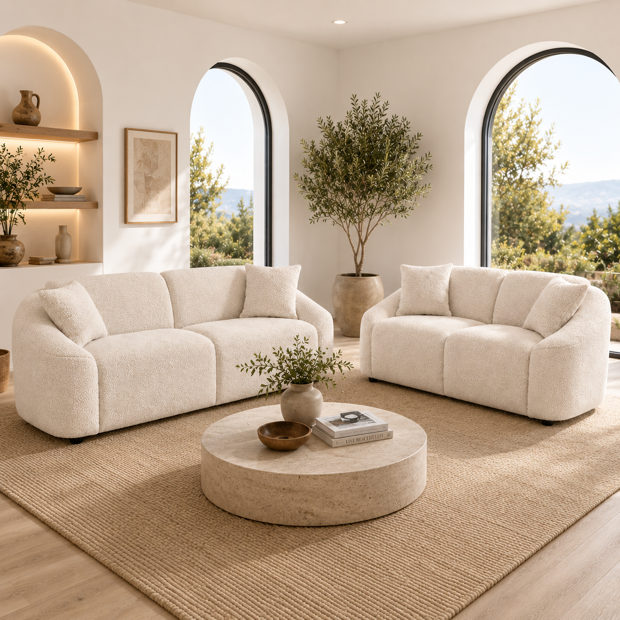 Mandy Boucle - 3 Seat Sofa Lounge - Ivory - 10th June