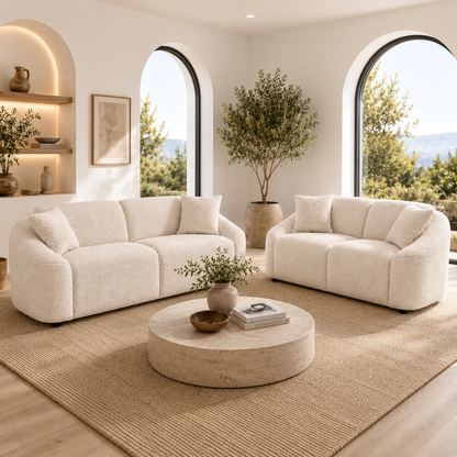Mandy Boucle - 3 Seat Sofa Lounge - Ivory - 10th June