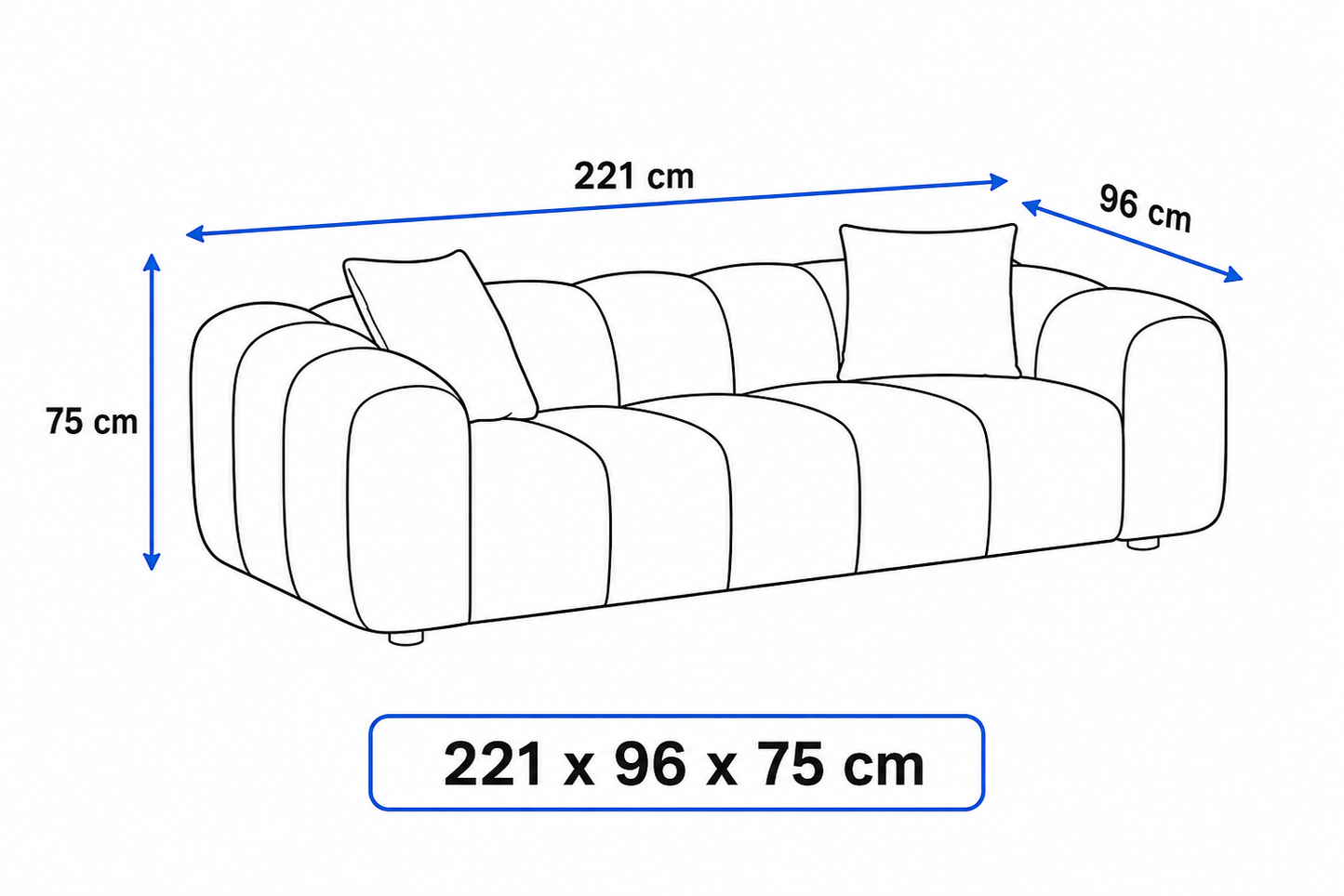 Annabelle 3 seat Sofa Lounge - White Cloud 100