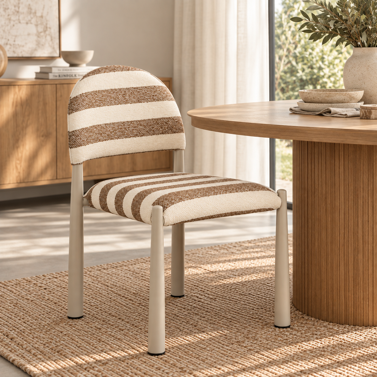 NEW COLOUR - Pebbles Arch Dining Chair - Caramel Stripes