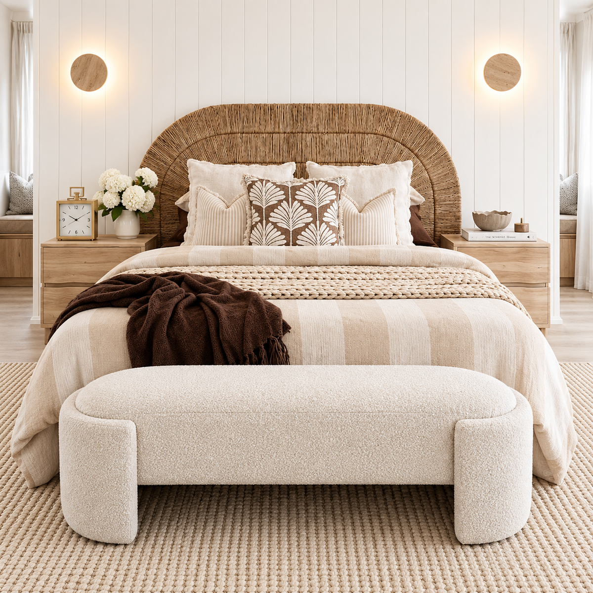 Casa Boucle Bench - Bed End - Boucle Ivory