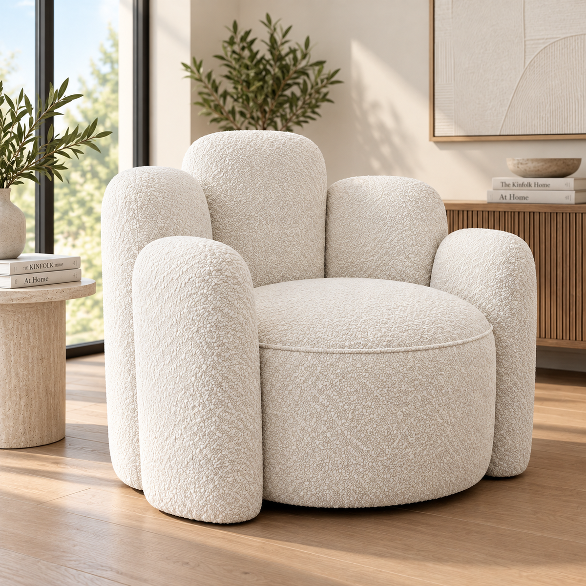PRE ORDER - Marlow Boucle Designer Accent Chair - Ivory