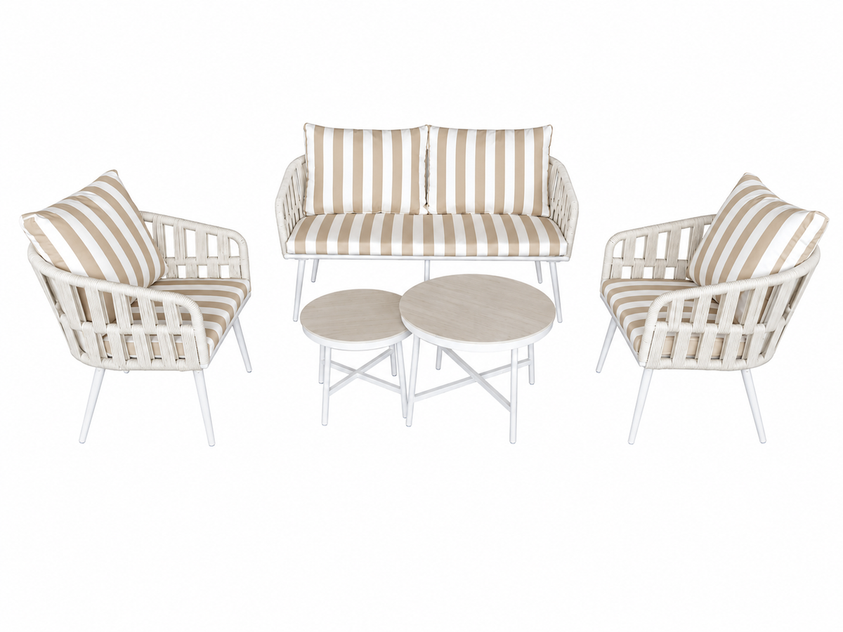 Byron Stripe 5 Piece Outdoor Sofa Setting