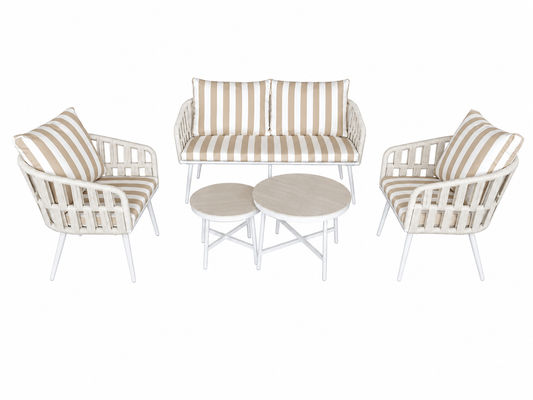 Byron Stripe 5 Piece Outdoor Sofa Setting