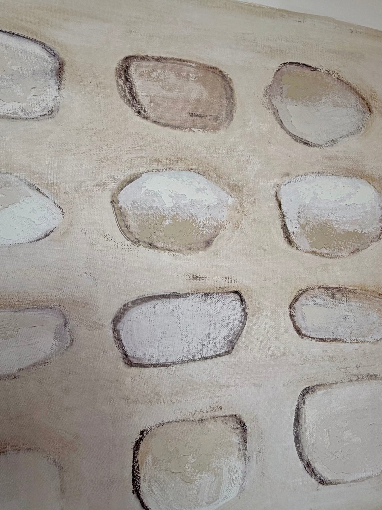 Calm Stones Medium - Framed Printed Canvas - Light Natural Frame - 80 x 160cm