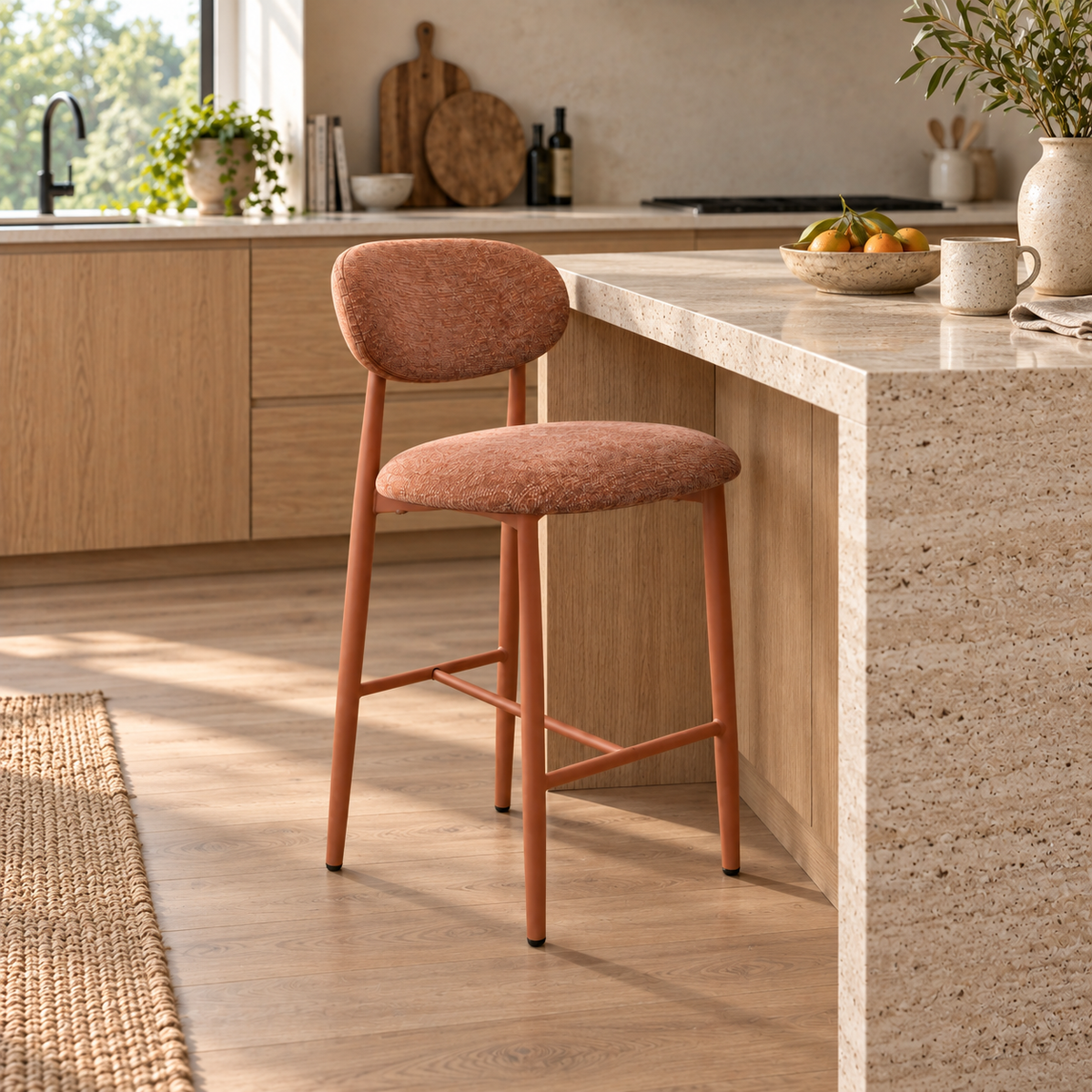 Sienna Terracotta Rust Kitchen Bar Stool - Rust