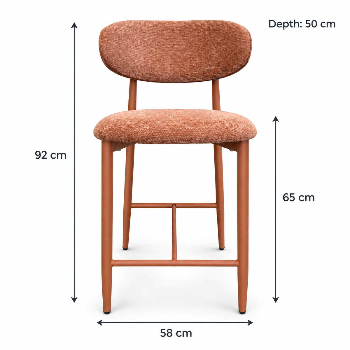 Sienna Terracotta Rust Kitchen Bar Stool - Rust