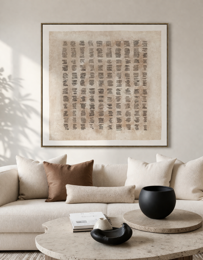 Earth Rhythm - Stretched Canvas with Oak Natural Frame - 120 x 120cm