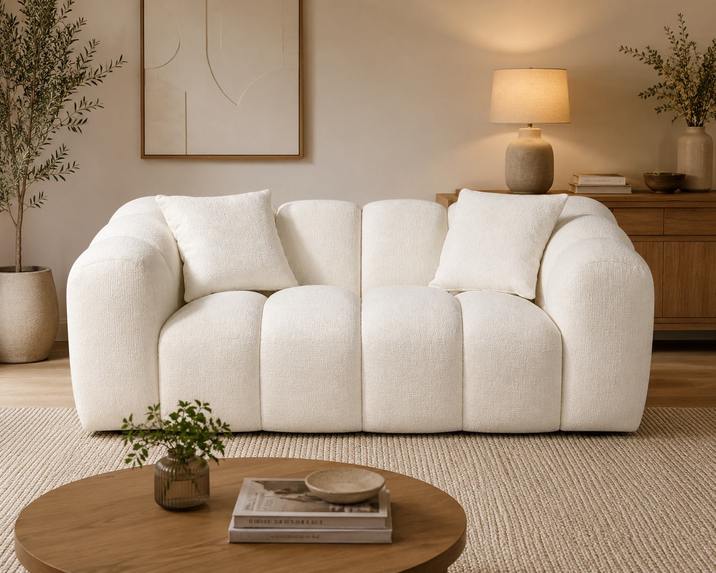 Annabelle 2 Seat Sofa Lounge - White Cloud