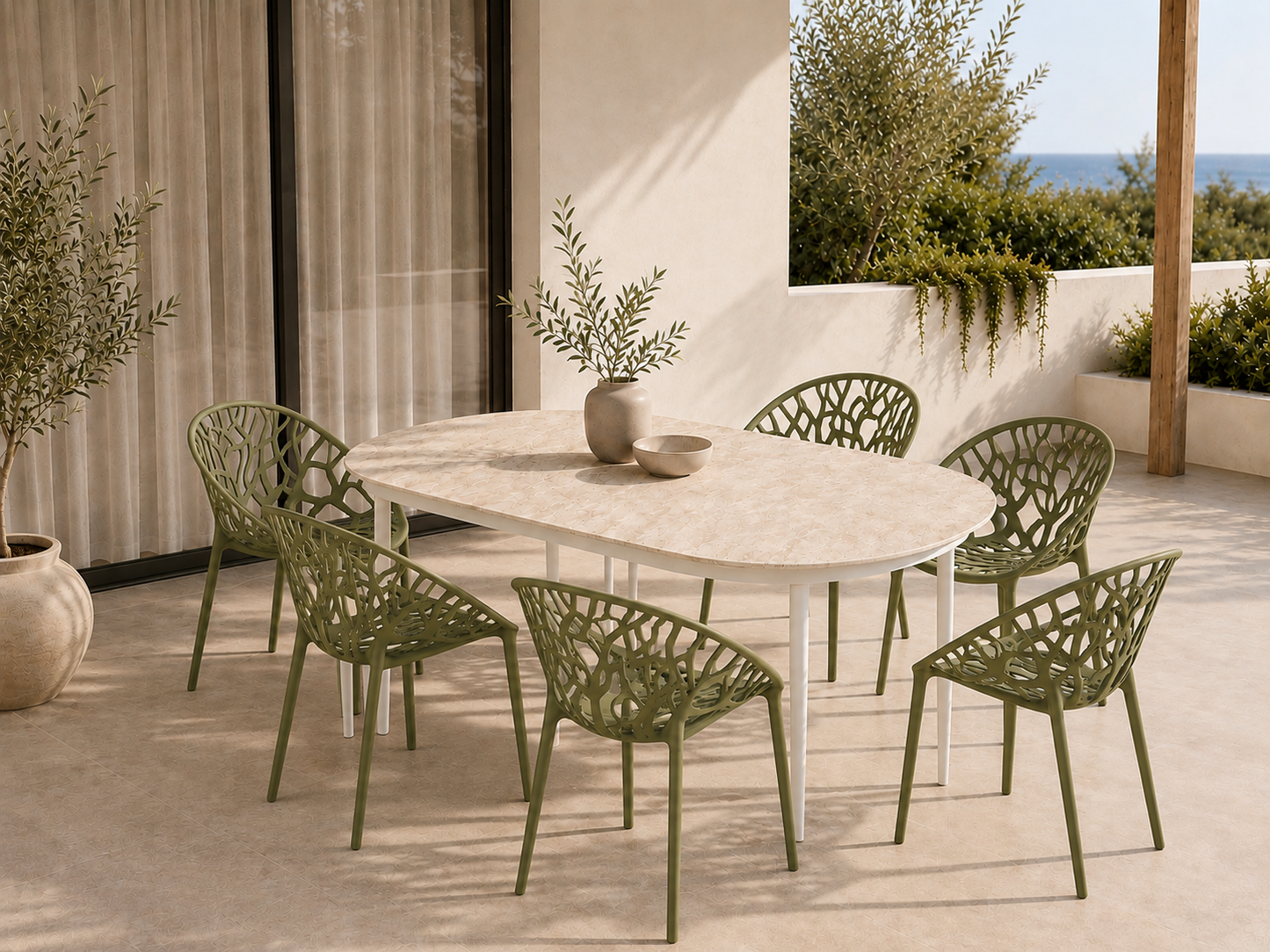 ** Coming Soon ** White Aluminum & Glass Outdoor Table