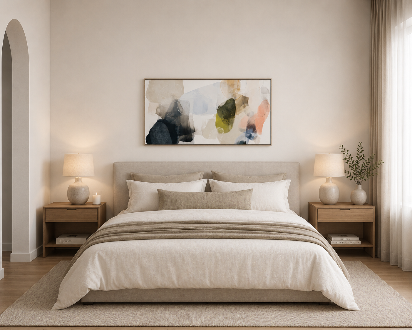 Veil of Colour - Stretched Canvas with Light Natural Frame - 80 x 120cm