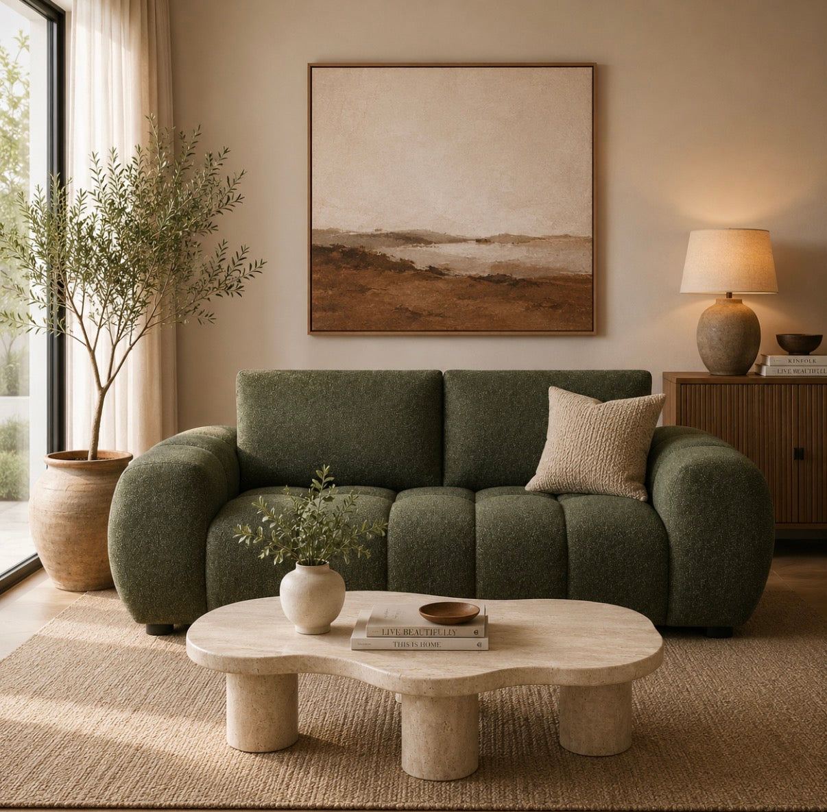 Sophia Olive Field - 3 Seat Sofa Lounge