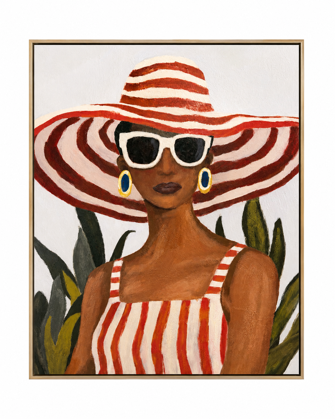 Amalfi Girl - Hand Painted Framed Canvas Wall Art - 90x120cm